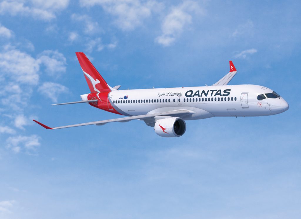 Rendering of Qantas' A220 aircraft