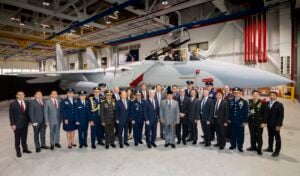 A Republic of Indonesia delegation, led by Minister of Defense Prabowo Subianto (centre), shared the country’s commitment to procuring F-15EX during a recent visit to Boeing’s St. Louis facility