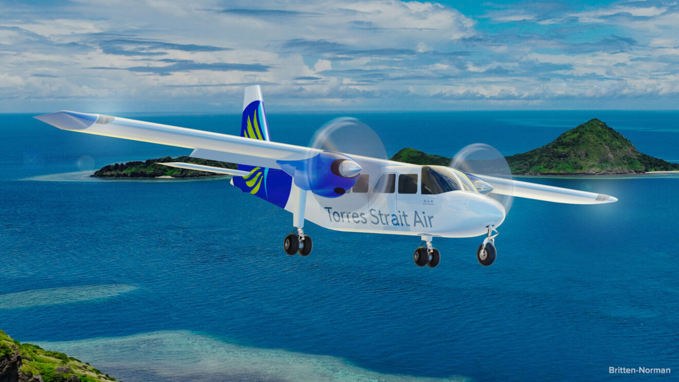 Britten-Norman BN2 Islander inflight over Torres Strait
