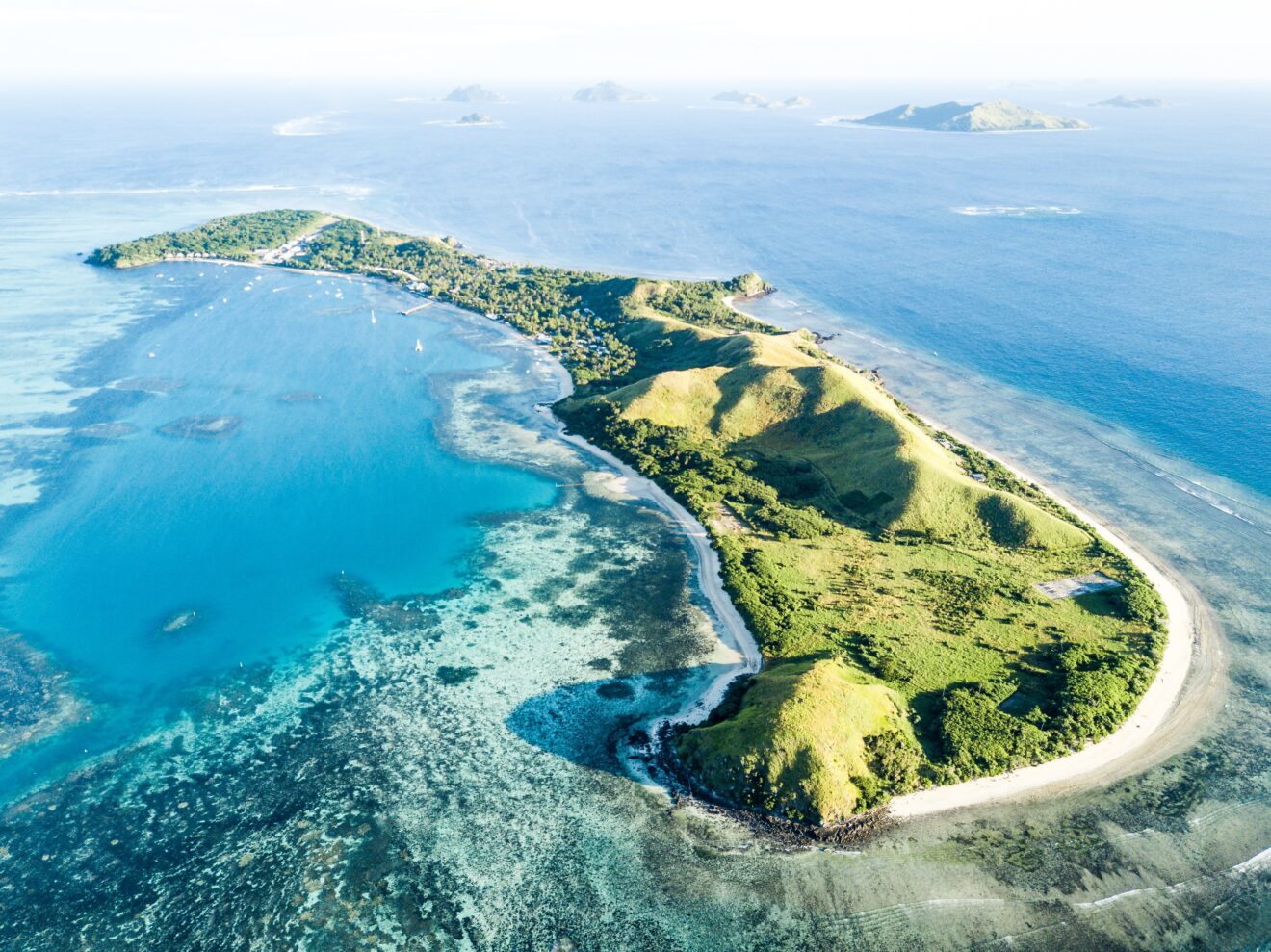 aerial drone photography of islands of FIJI in the South Pacific Ocean