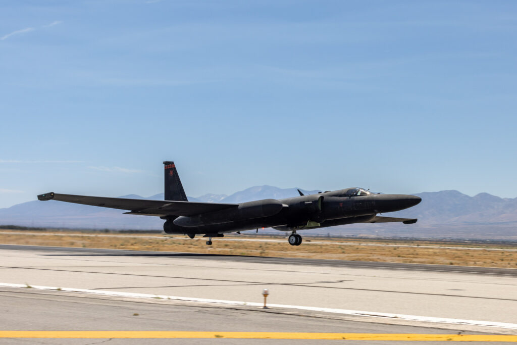 A U-2 Dragon Lady takes off for the first flight of the Avionics Tech Refresh program in Palmdale, California