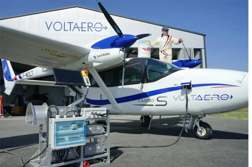 VoltAero’s Cassio S testbed airplane is loaded with TotalEnergies’ Excellium Racing 100 fuel for its demonstration flight