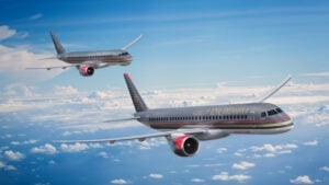 Image of E190-E2 and E195-E2 jets in Royal Jordanian livery