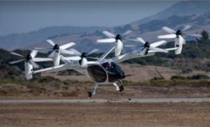 Joby Test Pilot Zach Reeder conducting flight tests onboard the Joby aircraft in Marina, CA.