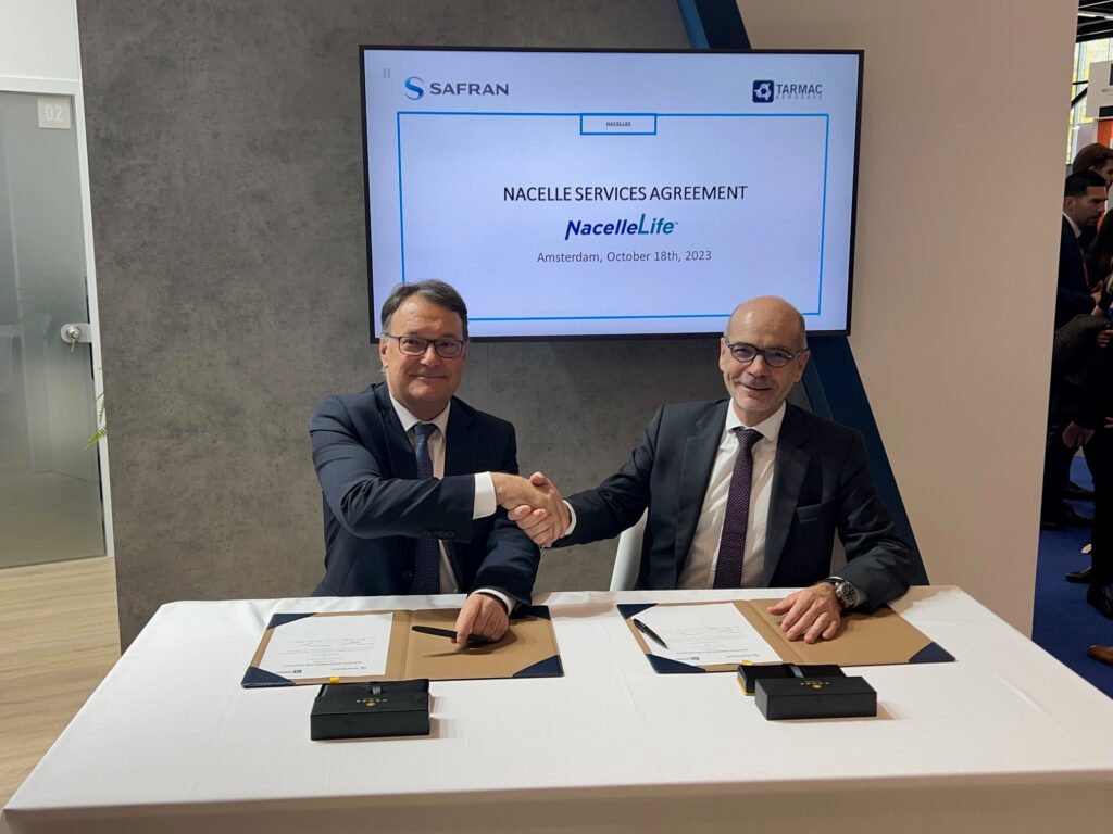 Signing of the new agreement between Safran and TARMAC Aerosave at MRO Europe