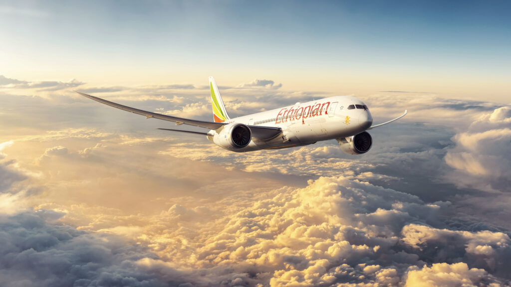 Image of Ethiopian Airlines Boeing 787-9 in flight