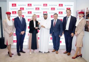 Jean-Michel Hillion, Safran Landing Systems, Victoria Foy, CEO Safran Seats, Adel Al Redha, Chief Operating Officer, Emirates, Yves Melisse, Safran Cabin, Sébastien Weber CEO Safran Aerosystems