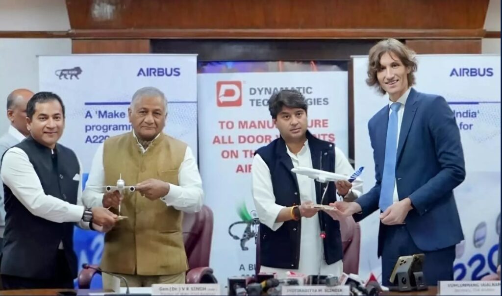 Airbus has awarded a contract for the manufacturing and assembly of its A220-family aircraft doors to Bengaluru-based Dynamatic Technologies © Airbus