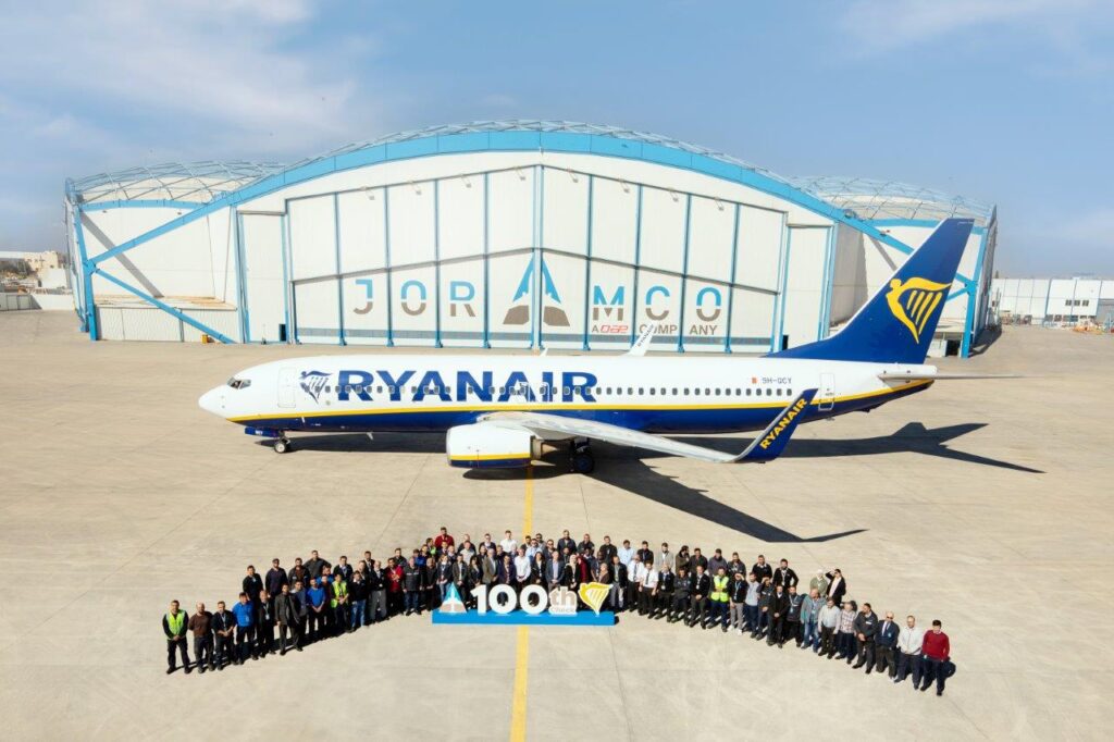 Joramco celebrated the completion of the 100th C-check for Ryanair
