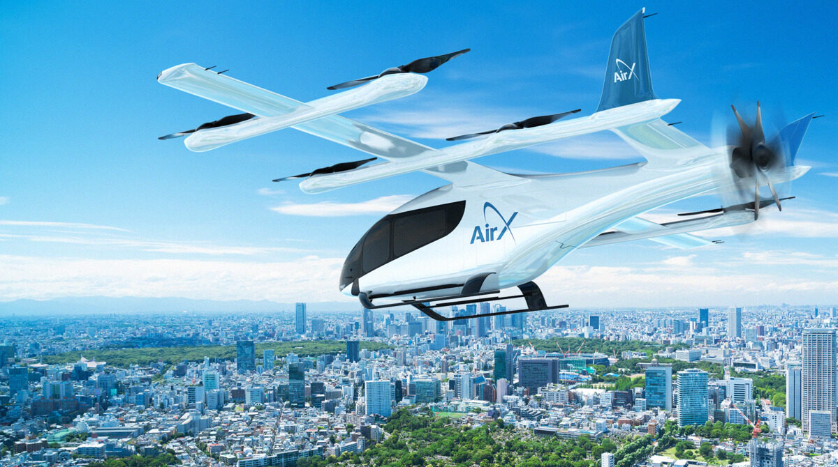 Rendering of eVTOL aircraft in AirX livery © Eve