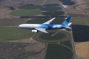 The Boeing ecoDemonstrator will test 36 technologies in the third year of testing on a 777-200ER © Boeing