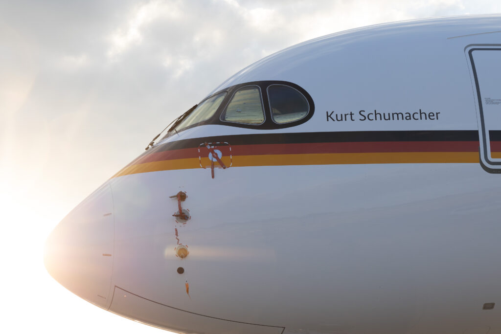The third Airbus A350,named "Kurt Schumacher", has been handed over to the German Air Force © Lufthansa Technik