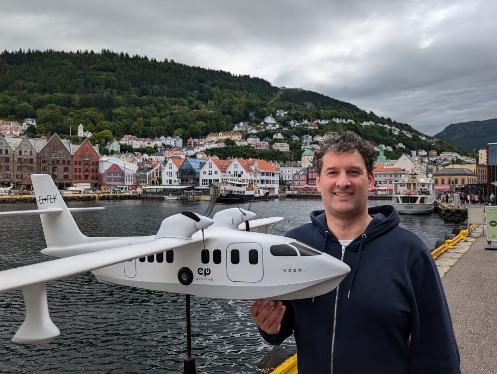 Eric Lithun, CEO of Elfly Group with a model of 'Noemi'