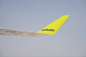 airBaltic A220-300 wing close up