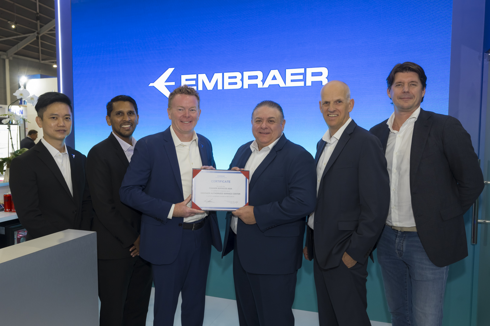 The new agreement between Embraer and Fokker Services Asia was finalised during the Aviation Week MRO Asia Pacific 2024 event in Singapore © Embraer