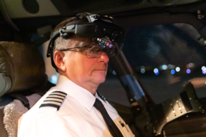 Pilot with headset