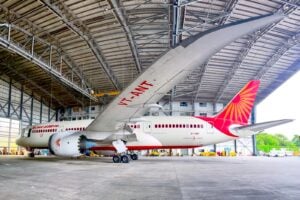 VT-ANT at Air India hangar in Mumbai before departure to Victorville