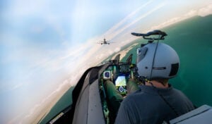Lockheed Martin demonstrates the realistic training environment and mission capabilities of the F-16 Block 70 full mission simulator © Lockheed Martin