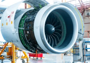 Engine in hangar for maintenance © Shutterstock