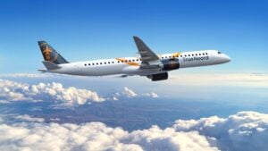 Image of an E195-E2 aircraft in TrueNoord livery © Embraer