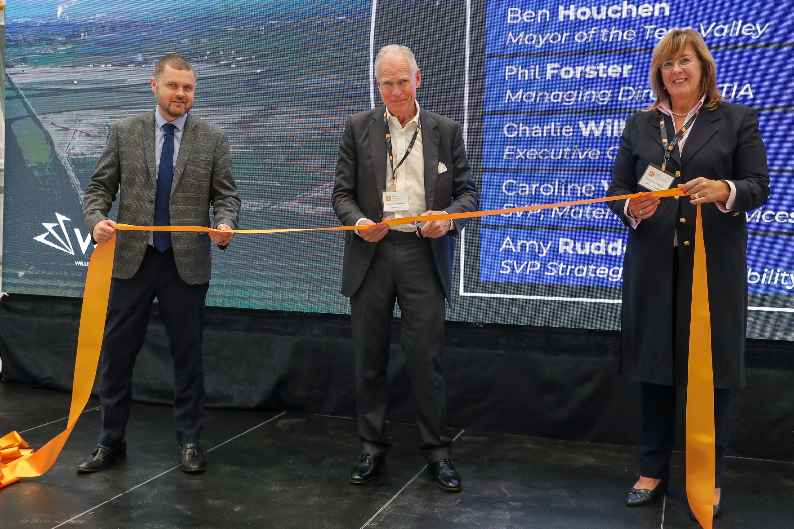 Ribbon-cutting ceremony of the second hangar at Teesside International Airport © WLFC