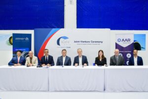 Leaders from AAR, Air France KLM E&M, and xCelle Asia gather for a signing ceremony in Chonburi, Thailand, on December 10, 2025