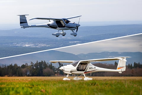 Pipistrel Explorer (top) and Velis Club (bottom)