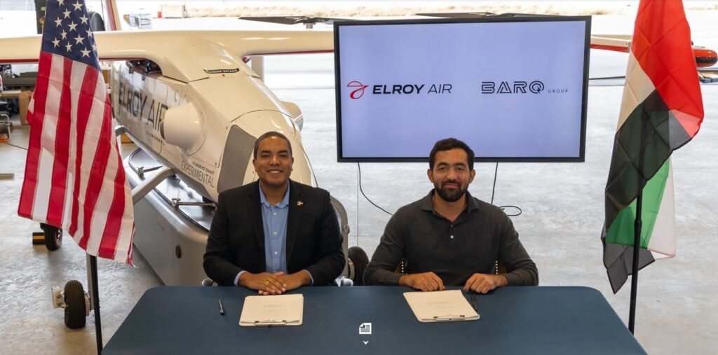 Dr Andrew Clare, CEO of Elroy and Airand Ahmed AlMazrui, CEO of Barq Group