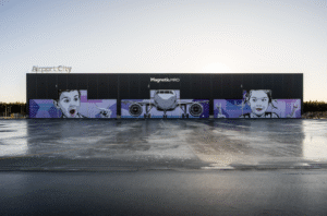 Magnetic MRO has commissioned renowned Estonian street artist Von Bomb (Indrek Haas) to create artwork on the hangar doors