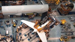 Sections of the enhanced 787-9 are loaded into final assembly © Boeing