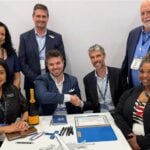 Representatives from Barfield and AerFin at the contract signing