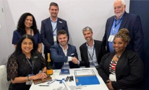 Representatives from Barfield and AerFin at the contract signing