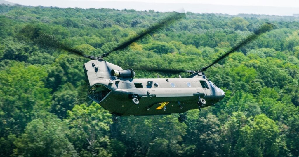 A CH-47F Block II conducts a flight at Redstone Test Center in Huntsville, Ala. © Boeing/Studio 51