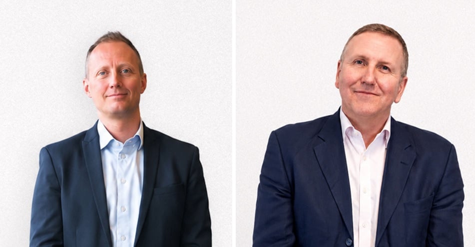 Outgoing CEO Nikolaj Jacobsen (l) and new CEO Mike Humphreys