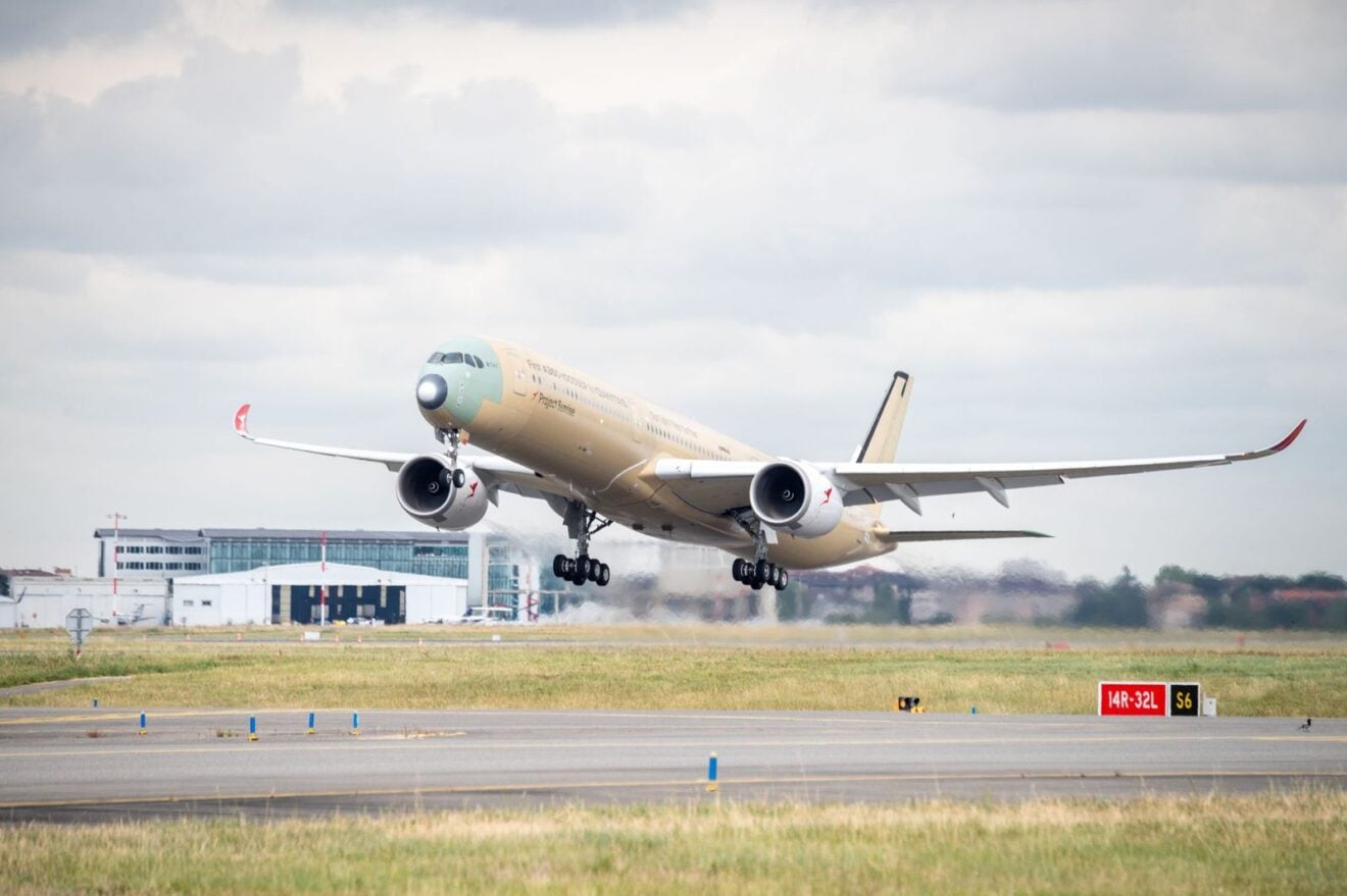 The first Airbus A350-1000ULR of 'Project Sunrise' takes to the skies