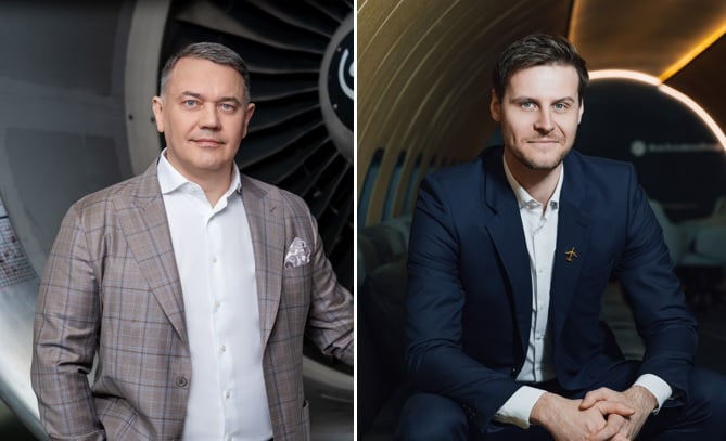 Žilvinas Lapinskas, CEO of FL Technics (l) and Paulius Cegis, CEO of Sensus Aero (r) Avia Solutions Group