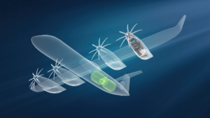 Hydrogen-powered fuel cell engine mounted on an aircraft