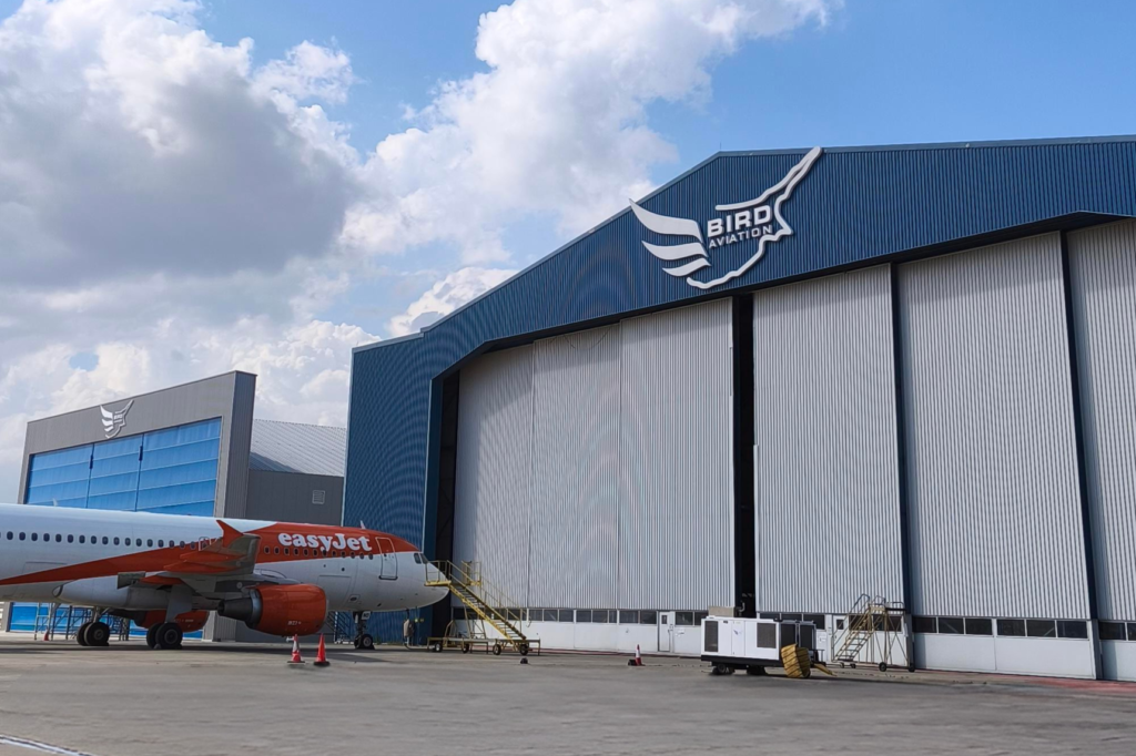 © Bird Aviation hangar with easyJet Airbus aircraft