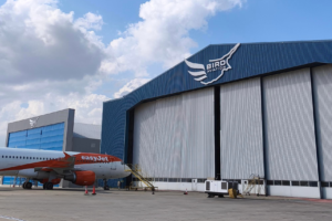 © Bird Aviation hangar with easyJet Airbus aircraft