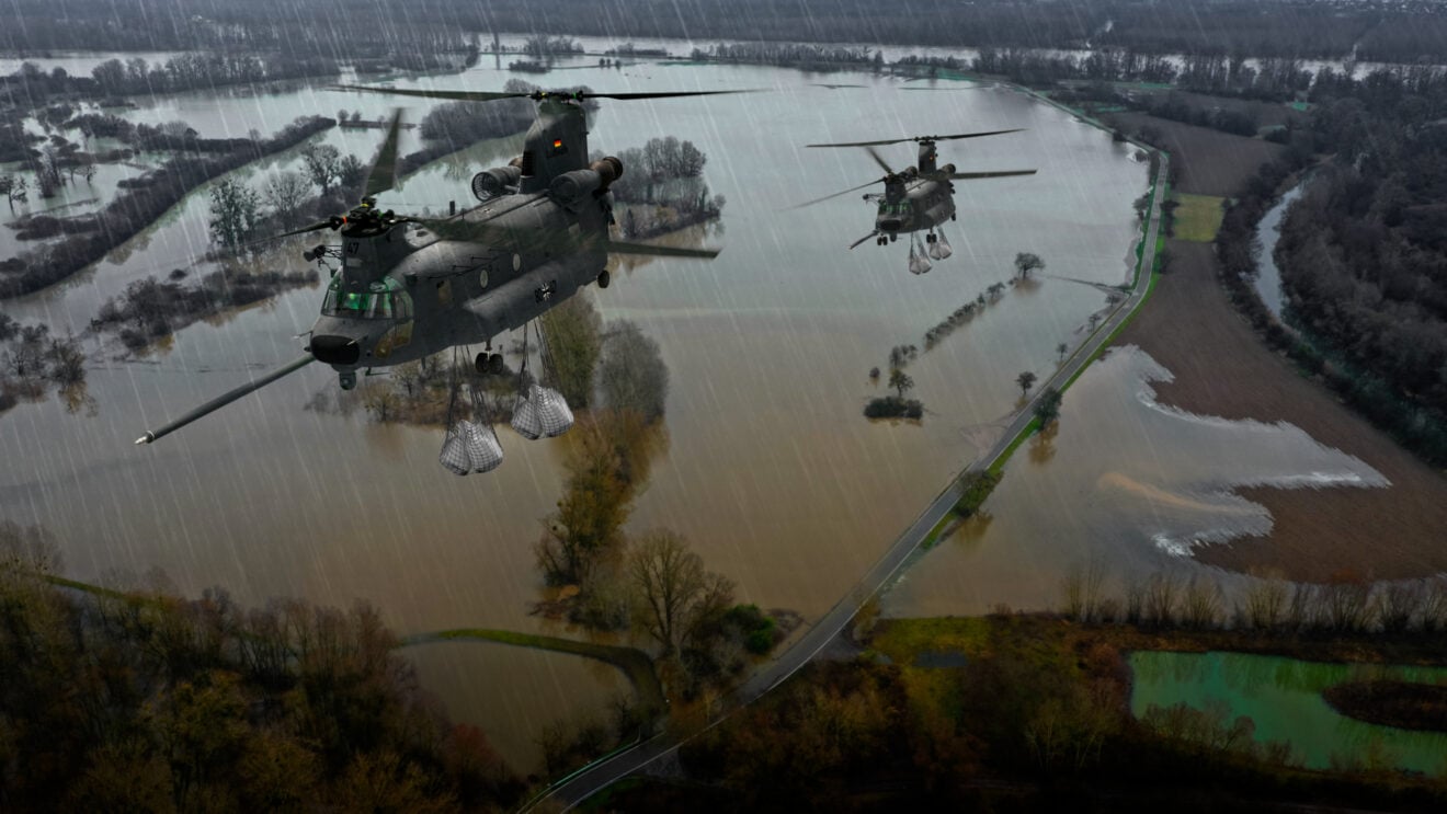 German Airforce Chinook disaster relief