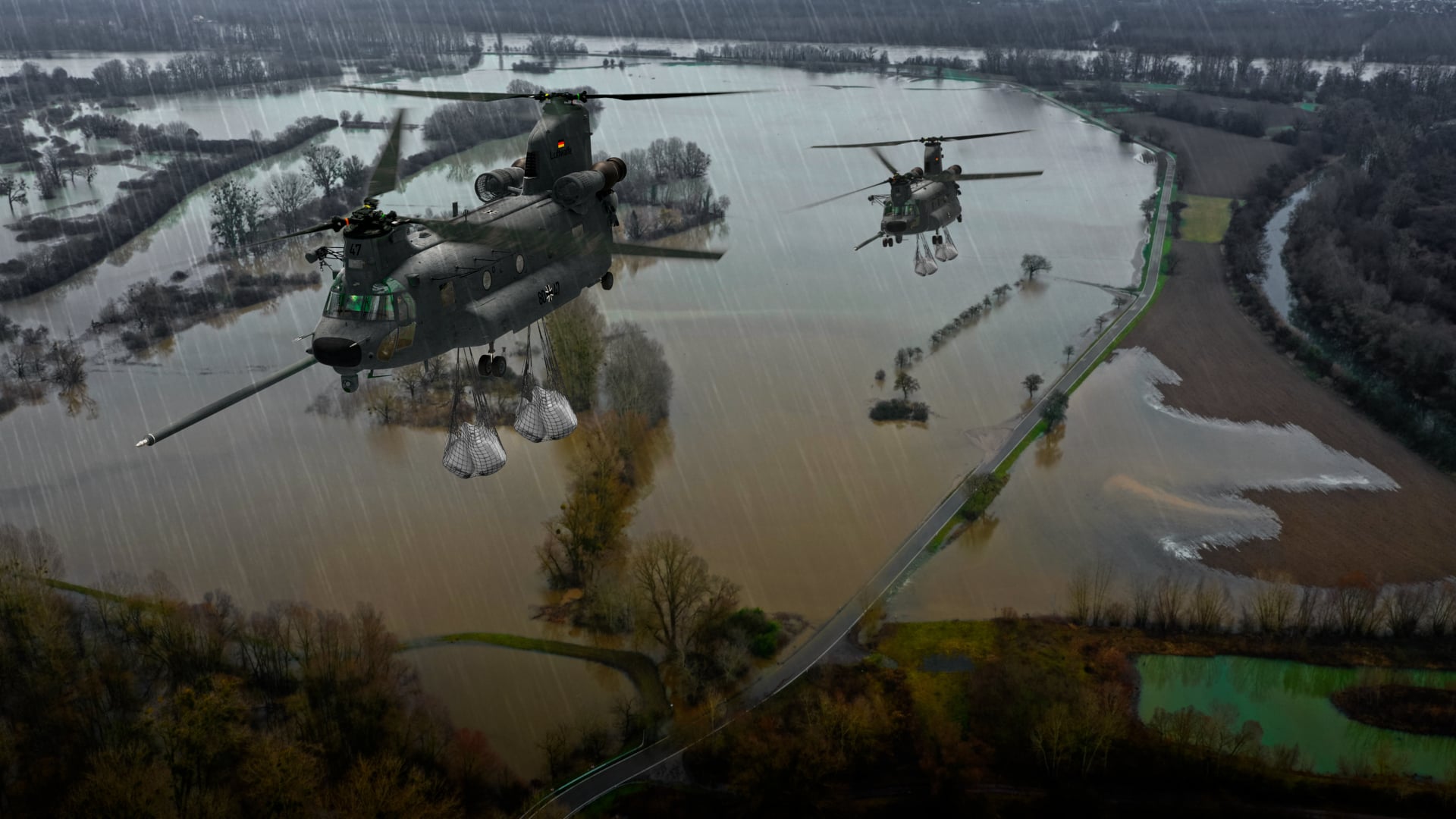 German Airforce Chinook disaster relief