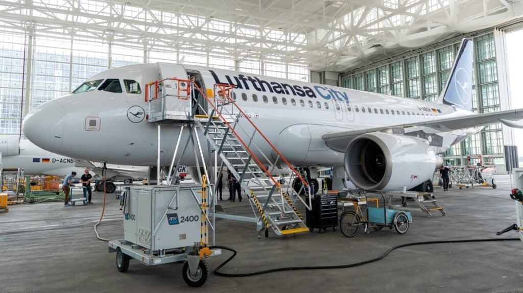 AeroSHARK drag-reducing technology is being tested on a Lufthansa City Airlines Airbus A319