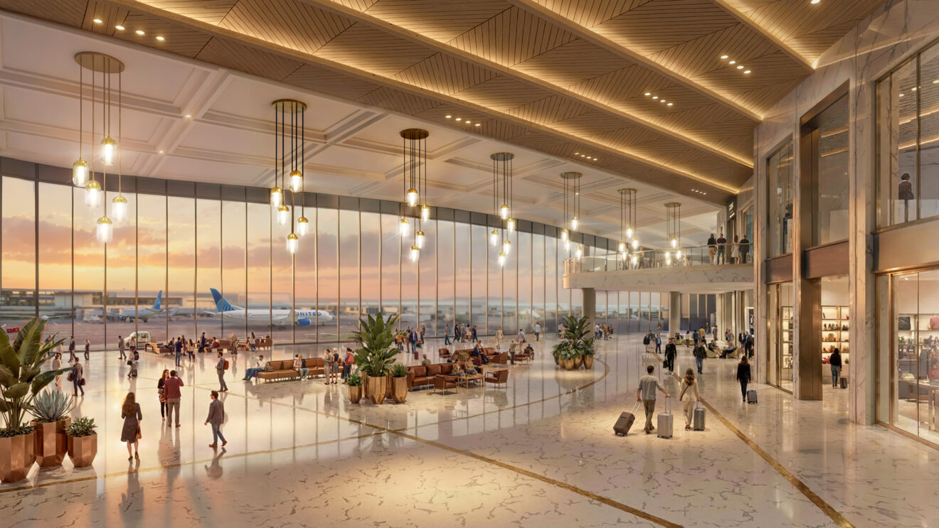 Washington Dulles Airport transformation; rendering of South Atrium