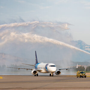 Water salute for Air Montenegro's first E195LR aircraft