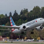 An American Airlines 737 MAX on take-off