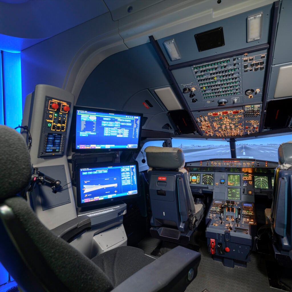 Inside of a flight simulator